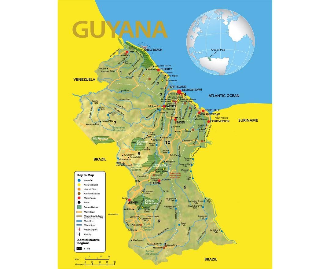 harta e Guajana hartë vendndodhjen e
