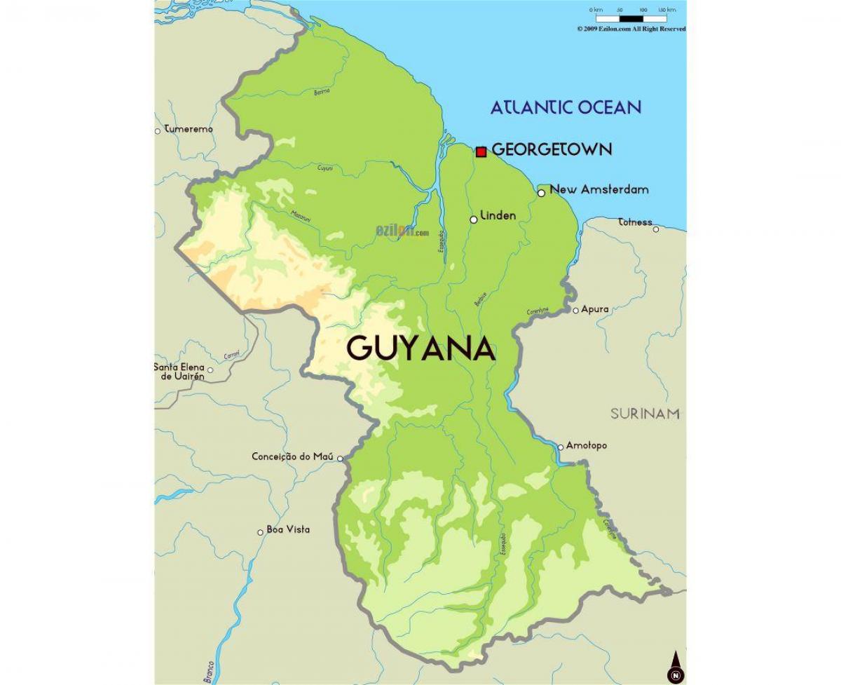 një hartë të Guajana