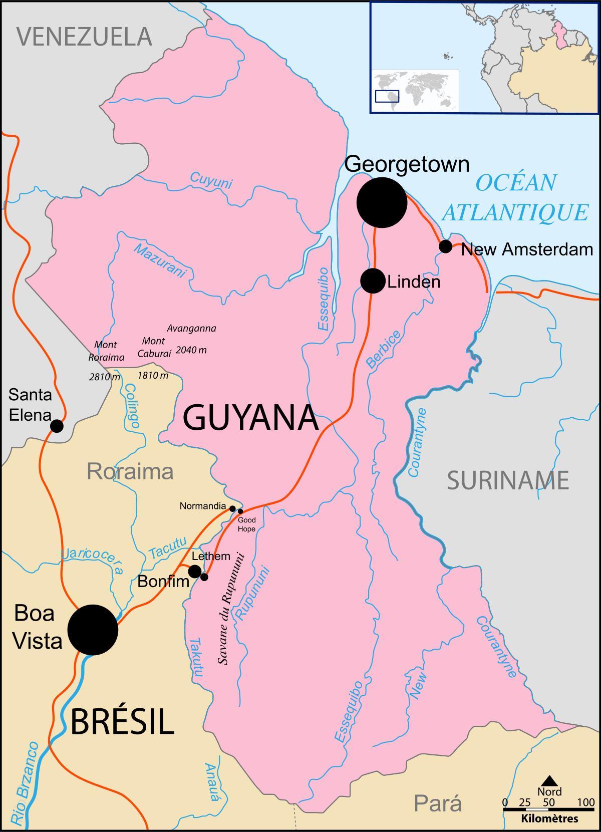 harta e Guajana vend në botë