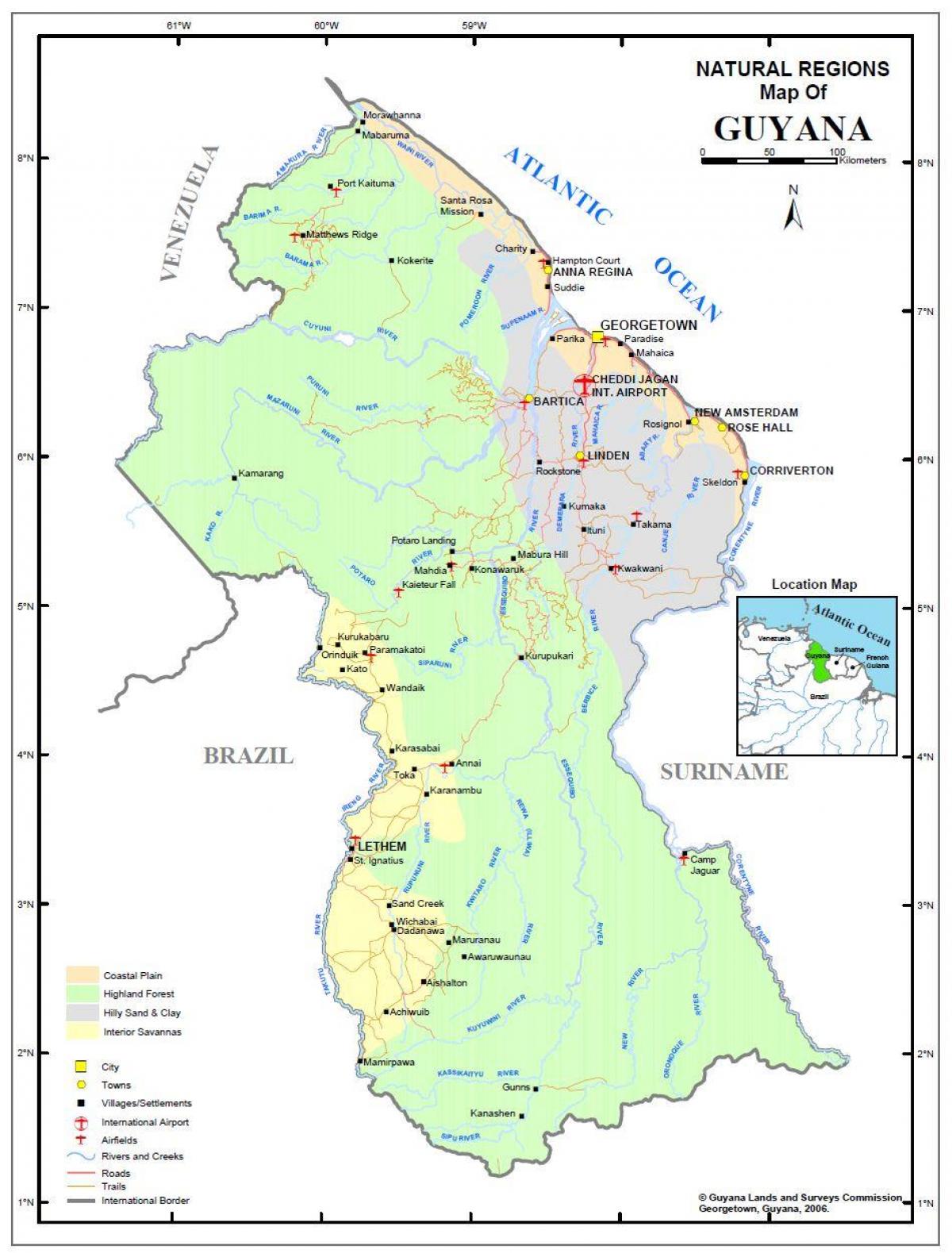 harta e Guajana treguar burimeve natyrore