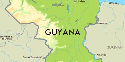 Hartë fizike harta e Guajana