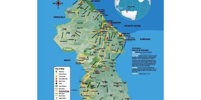 Harta e hartë që tregon se si amerindians erdhi në Guajana