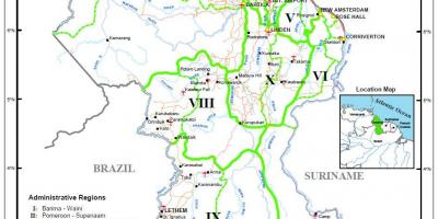 Harta e Guajana treguar dhjetë rajone administrative