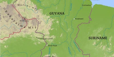 Harta e Guajana treguar ulët bregdetare plain